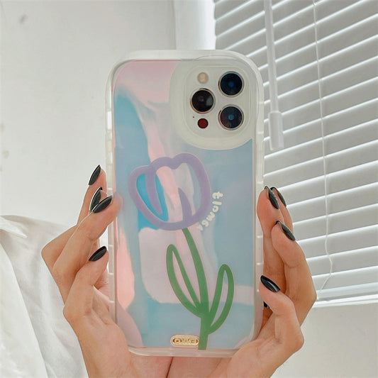 Vinilo o funda para iPhone Flor de pintura láser transparente