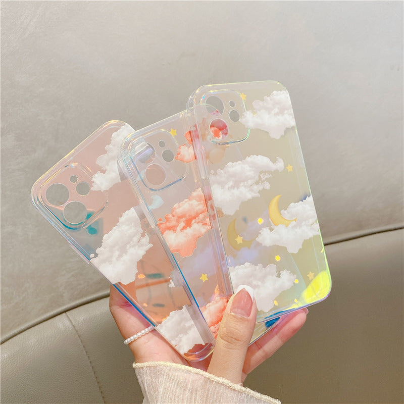 Laser Gradient Colorful Sky Cloud Clear iPhone Case