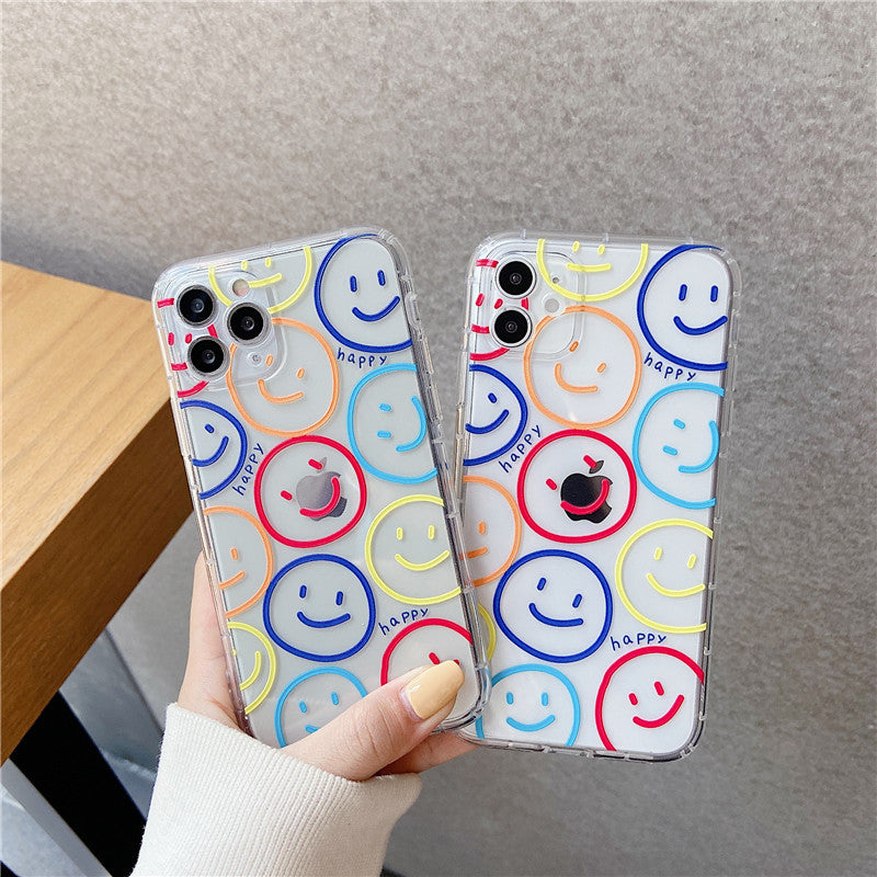 Colorful Smiley Face Clear iPhone Case