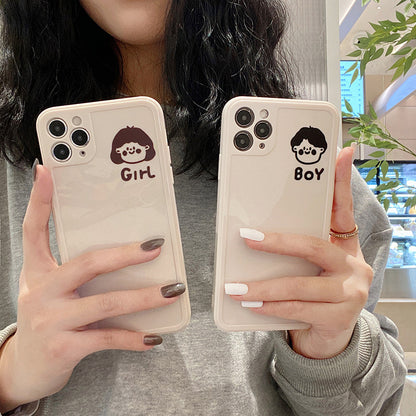 Cute Sketch Boy Girl Couple Soft iPhone Case