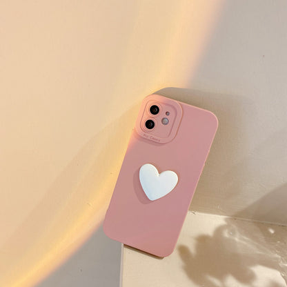 Vinilo o funda para iPhone Pareja de corazón de amor 3D de color sólido