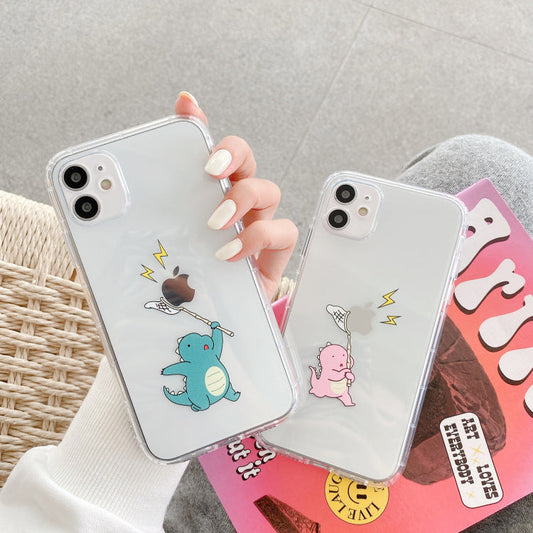 Funny Dinosaur Couple Clear iPhone Case
