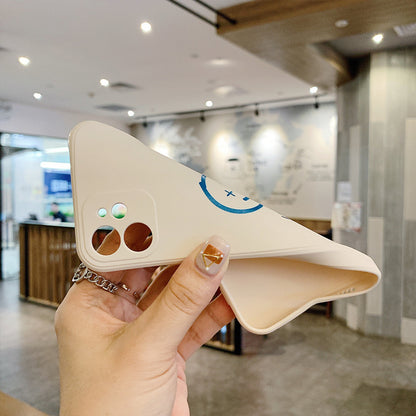Funda suave de silicona para iPhone con cara sonriente de color sólido