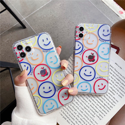 Vinilo o funda para iPhone Clear Smiley Face de colores