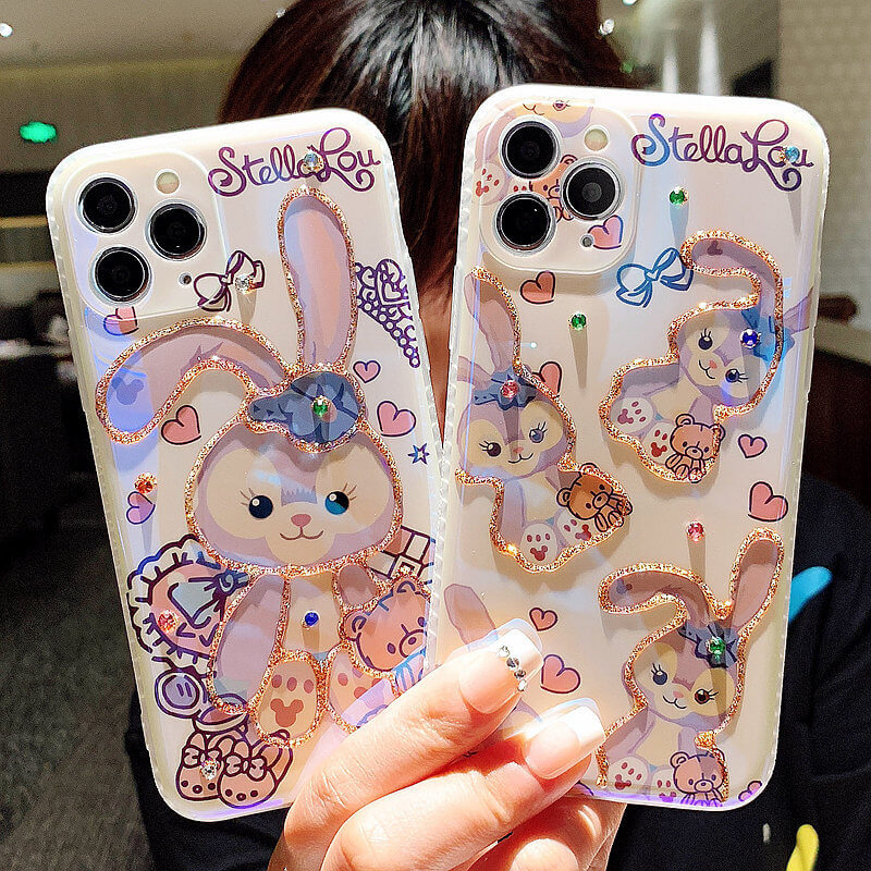 Cute Cartoon Ballet Rabbit Rhinestone Bling Clear iPhone Case