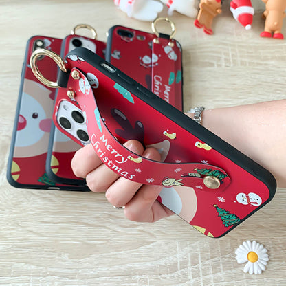 Christmas Cartoon Elk Wristband Couple iPhone Case
