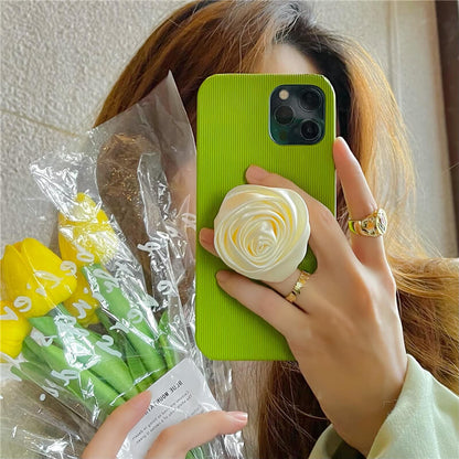 Beatiful Avocado Silk Rose Flower Bracket iPhone Case