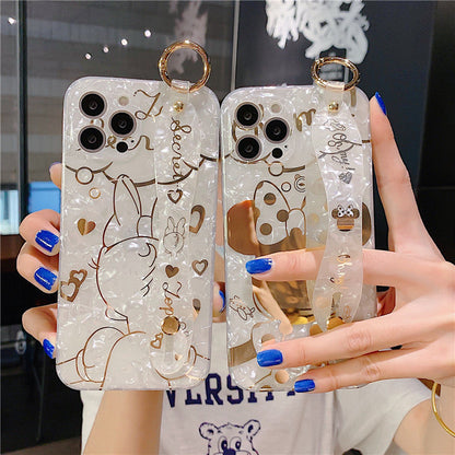 Cute Cartoon Mouse Bronzing Golden Printed Mouse Wristband iPhone Case