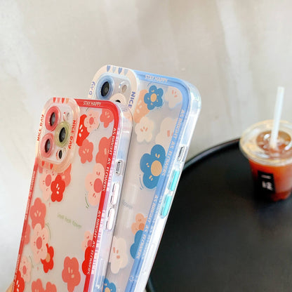 Funda transparente para iPhone con flores pintadas para iPhone