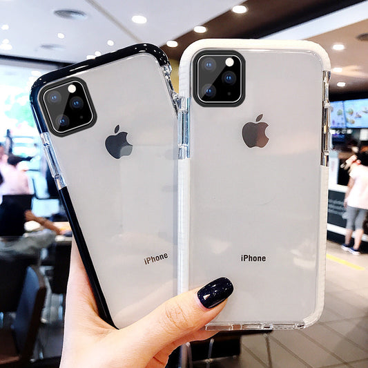 Coque iPhone en TPU souple anti-chute transparente avec bordure de couleur bonbon