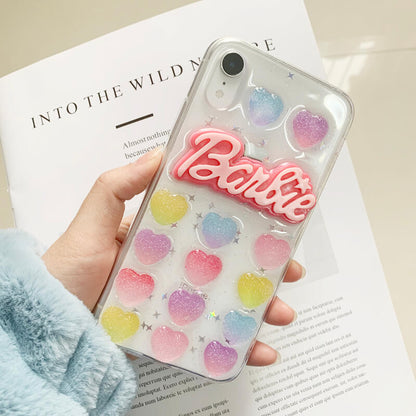 Colorful 3D Love Heart Clear iPhone Case