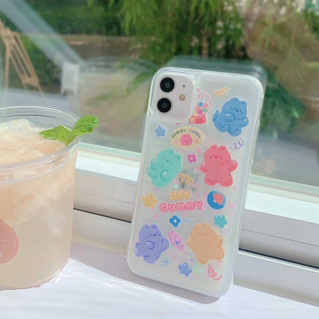 Dessin animé coloré ours Quicksand Clear Bing Coque et skin adhésive iPhone