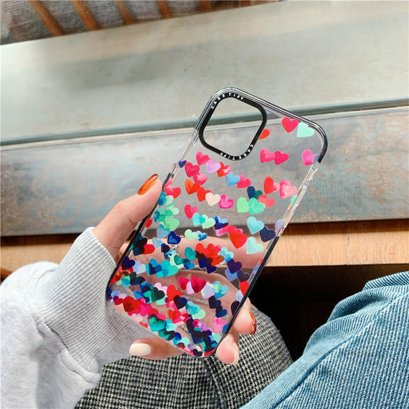 Gradient Love Heart Clear iPhone Case