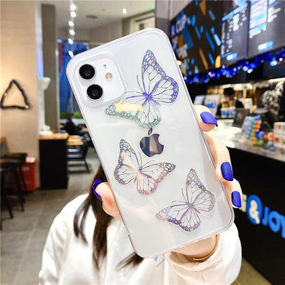 Coque iPhone transparente papillon bronzant coloré