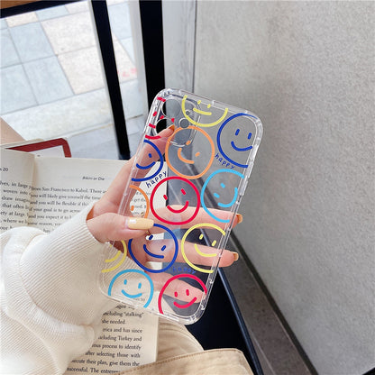 Colorful Smiley Face Clear iPhone Case