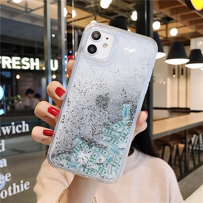 Banknote Liquid Quicksand Money Clear Couple iPhone Case