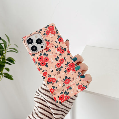 Lentille de cadre de placage floral rétro carré Coque et skin adhésive iPhone