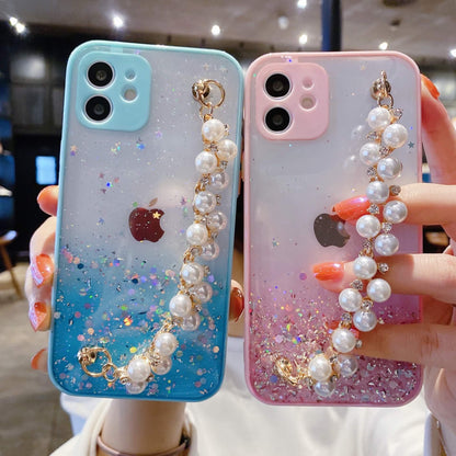 Gradient Glitter Pearl Bracelet Bling Clear Coque et skin adhésive iPhone
