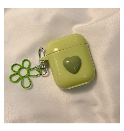 Candy Color 3D Love Heart Flower Keychain AirPods Case for AirPods 1st 2nd 3rd Pro