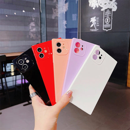 Candy Color Square Soft iPhone Case(Black,Wihte,Yellow,Green,Purple,Grey