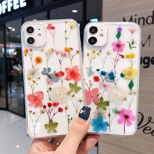 Vinilo o funda para iPhone suave transparente flor seca real