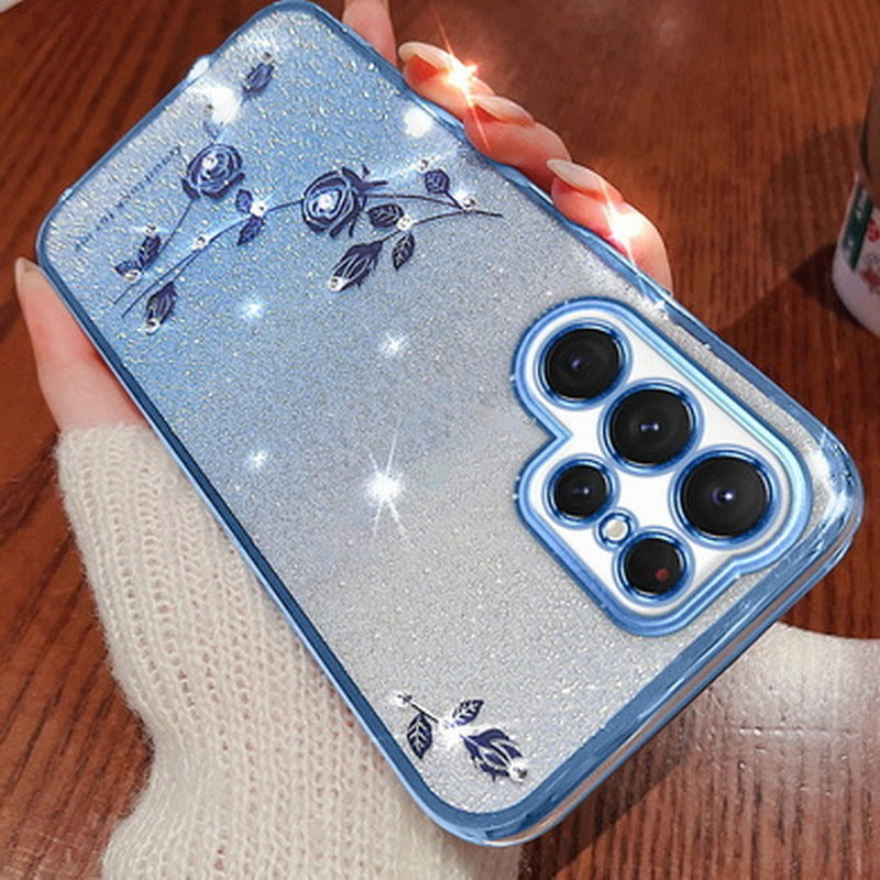 Glitter Bling Diamond Flower Floral Compatible with Samsung Case