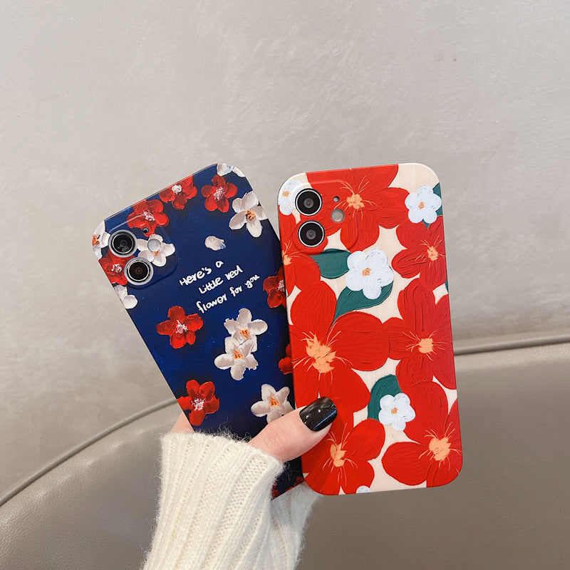 Coque iPhone et coque Airpods pour couple de fleurs romantiques peintes à l'huile rétro Coque Airpods Pro
