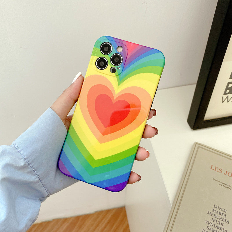 Vinilo o funda para iPhone Pulsera colorida del arco iris del corazón del amor del gradiente
