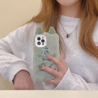 Simple Cute Monster Winter Warm Short Plush Soft iPhone Case