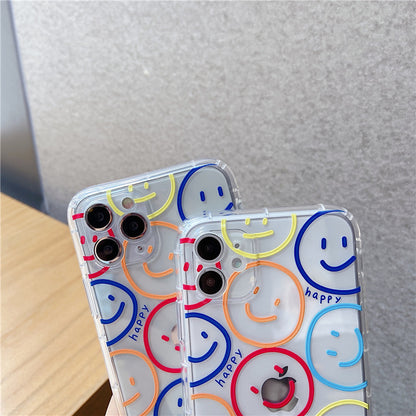 Vinilo o funda para iPhone Clear Smiley Face de colores