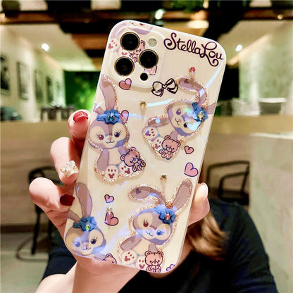 Cute Cartoon Ballet Rabbit Rhinestone Bling Clear iPhone Case
