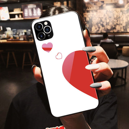 Love Heart Tempered Glass iPhone Case