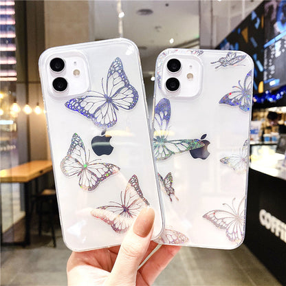 Funda transparente para iPhone con mariposa bronceadora colorida