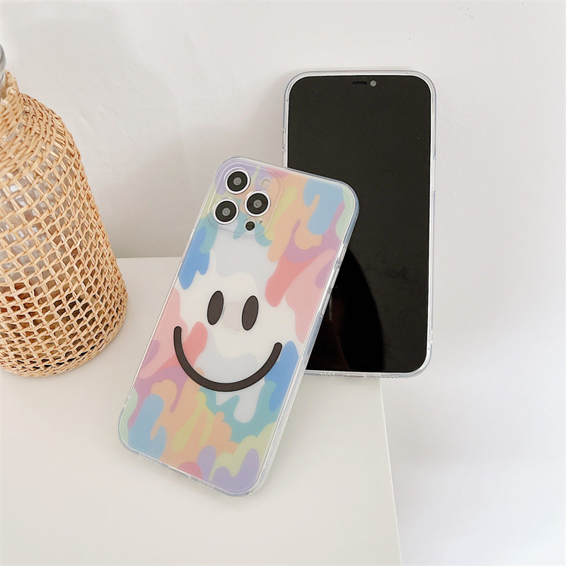 Melted Rainbow Smile Face Clear iPhone Case