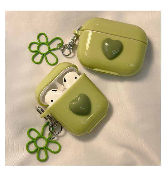 Candy Color 3D Love Heart Flower Keychain AirPods Case pour AirPods 1st 2nd 3rd Pro