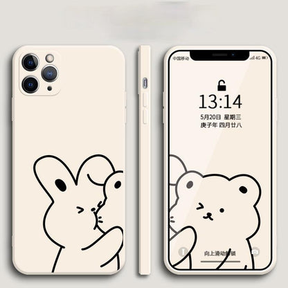 Funda de silicona suave para iPhone de pareja de osos lindos de dibujos animados