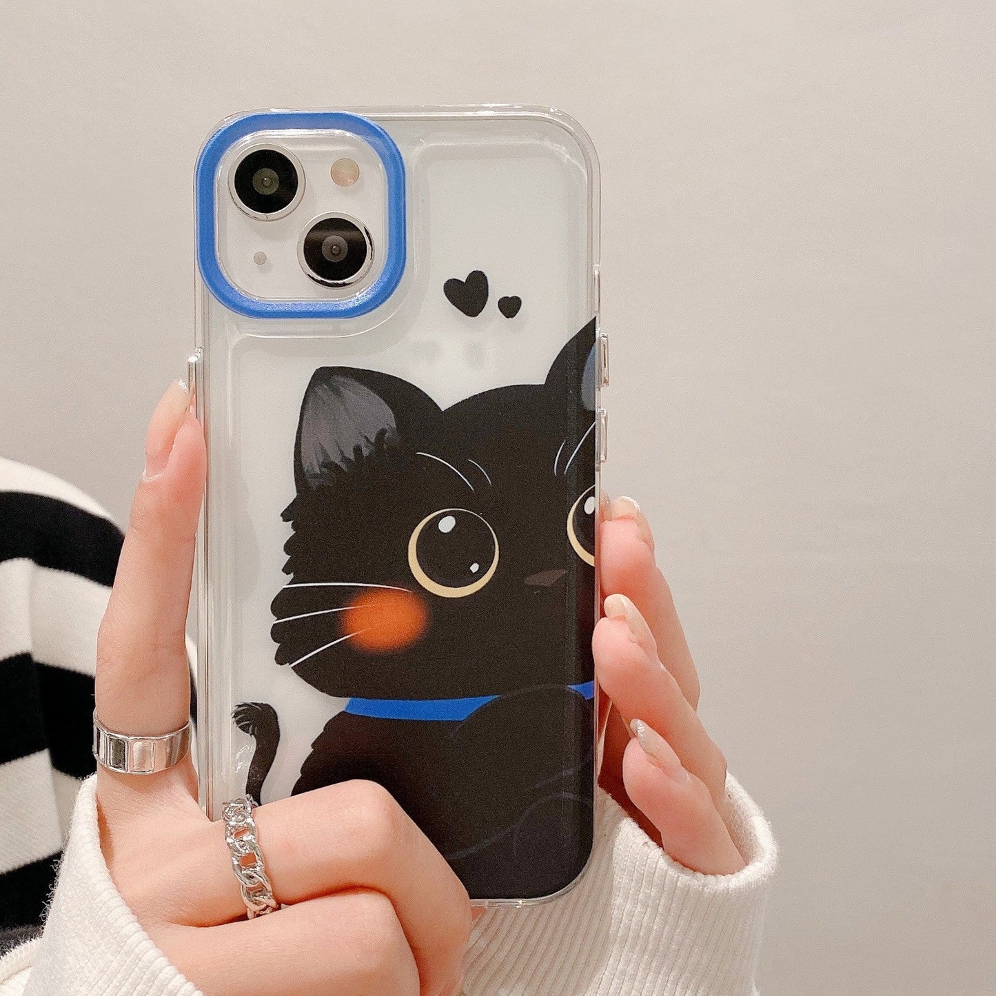Carcasa para iPhone con diseño de gato de animal lindo de dibujos animados transparente compatible con iPhone