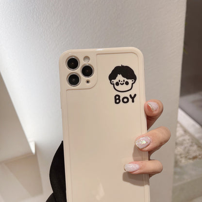 Vinilo o funda para iPhone Cute Sketch Boy Girl Couple Soft