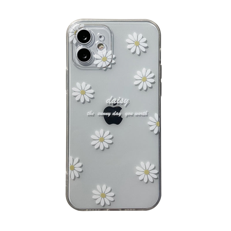Summer Fresh Transparent Painted Daisy Clear iPhone Case
