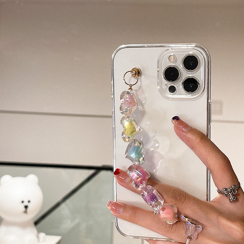 Colorful Love Heart Brancelet Clear iPhone Case