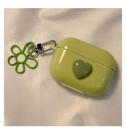 Candy Color 3D Love Heart Flower Keychain AirPods Case for AirPods 1st 2nd 3rd Pro