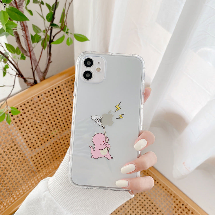 Funny Dinosaur Couple Clear iPhone Case