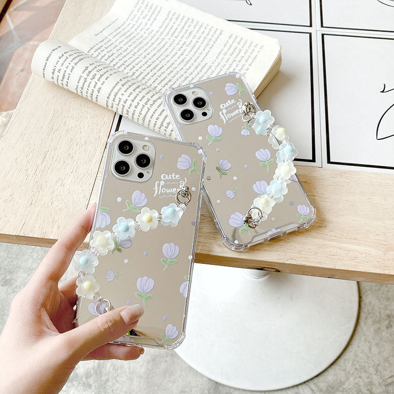 Vinilo o funda para iPhone Pulsera de flores pintadas con espejo