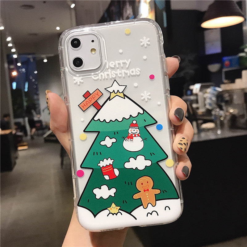 Christmas Tree Cute Cartoon Elk Clear iPhone Case