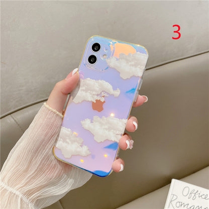 Laser Gradient Colorful Sky Cloud Clear iPhone Case