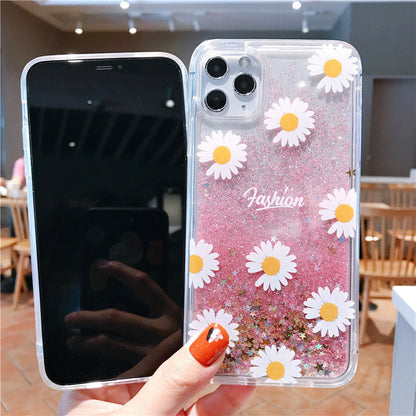Fashion Painted Daisy Quicksand Clear iPhone Case