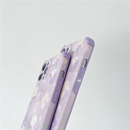 Bracelet de fleurs peintes en violet Coque et skin iPhone en cuir souple