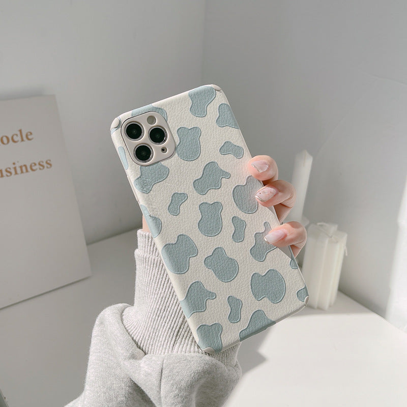Solid Color Leather Cute Cow pattern  iPhone Case