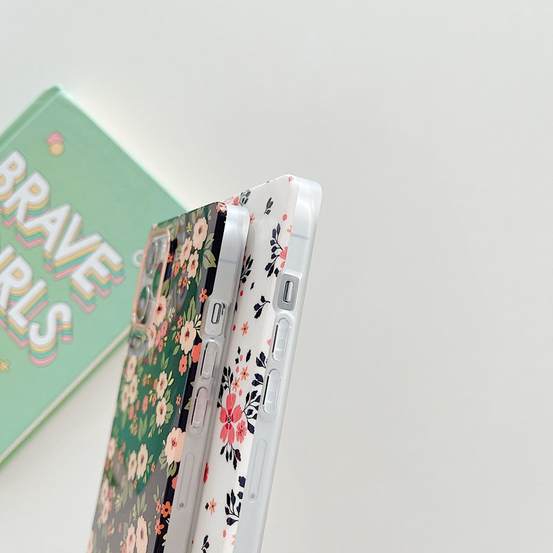 Vinilo o funda para iPhone Lente de marco de chapado floral retro cuadrado