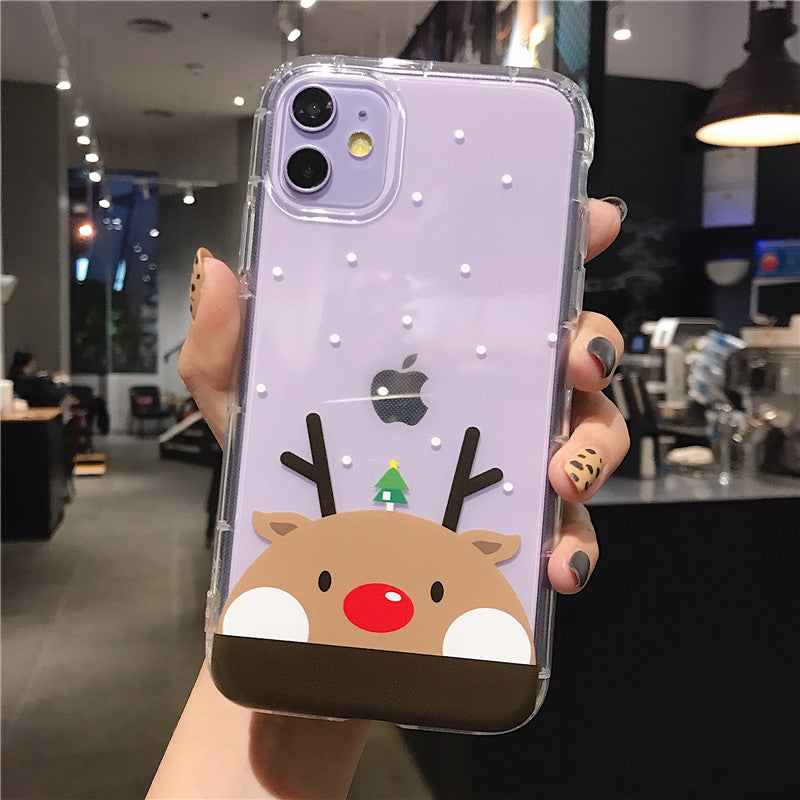 Vinilo o funda para iPhone Árbol de Navidad Cute Cartoon Elk Clear